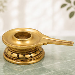 Brass Shaligram Stand Peetham Saligram Yoni Base Puja Chowki Mandir Asana Peetal Pital Pittal Simhasanam Holder, Gold, 1.5 Inch, 1 Piece