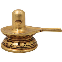 Brass Shiva Lingam Shivling Mahadev Shivalinga Jyotirlinga Peetal Pital Pittal Lingam Murti for Pooja Mandir Home Decor Gift, Gold, 3 Inch, 1 Piece