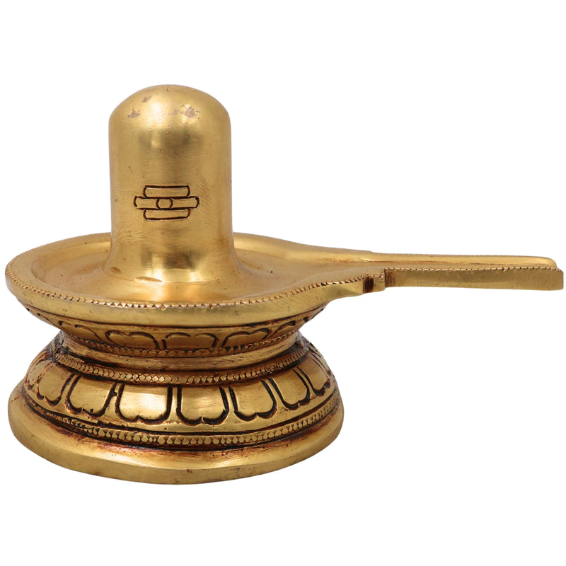 Brass Shiva Lingam Shivling Mahadev Shivalinga Jyotirlinga Peetal Pital Pittal Lingam Murti for Pooja Mandir Home Decor Gift, Gold, 3 Inch, 1 Piece