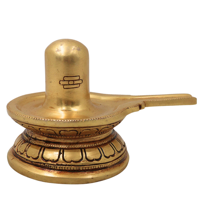 Brass Shiva Lingam Shivling Mahadev Shivalinga Jyotirlinga Peetal Pital Pittal Lingam Murti for Pooja Mandir Home Decor Gift, Gold, 3 Inch, 1 Piece