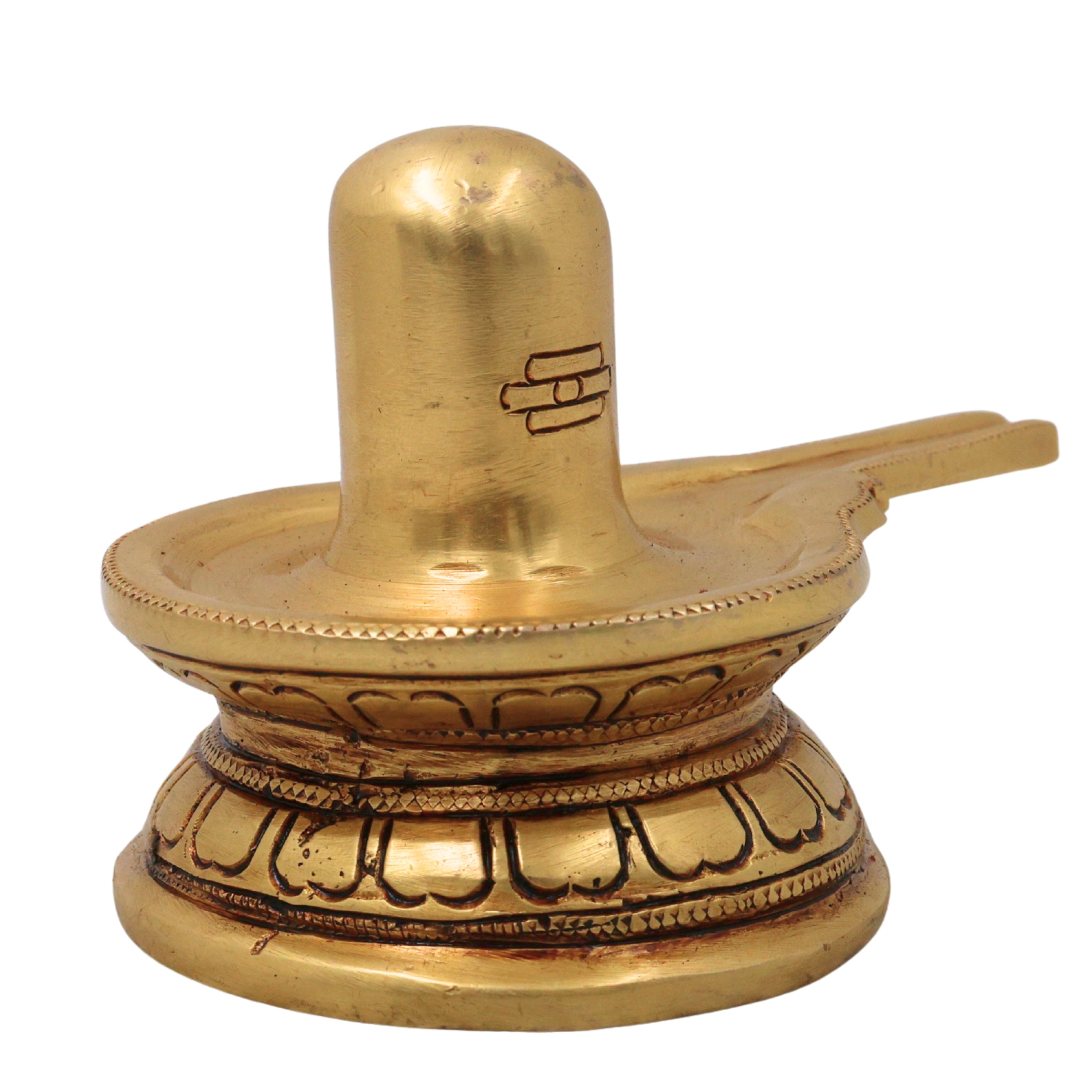 Brass Shiva Lingam Shivling Mahadev Shivalinga Jyotirlinga Peetal Pital Pittal Lingam Murti for Pooja Mandir Home Decor Gift, Gold, 3 Inch, 1 Piece