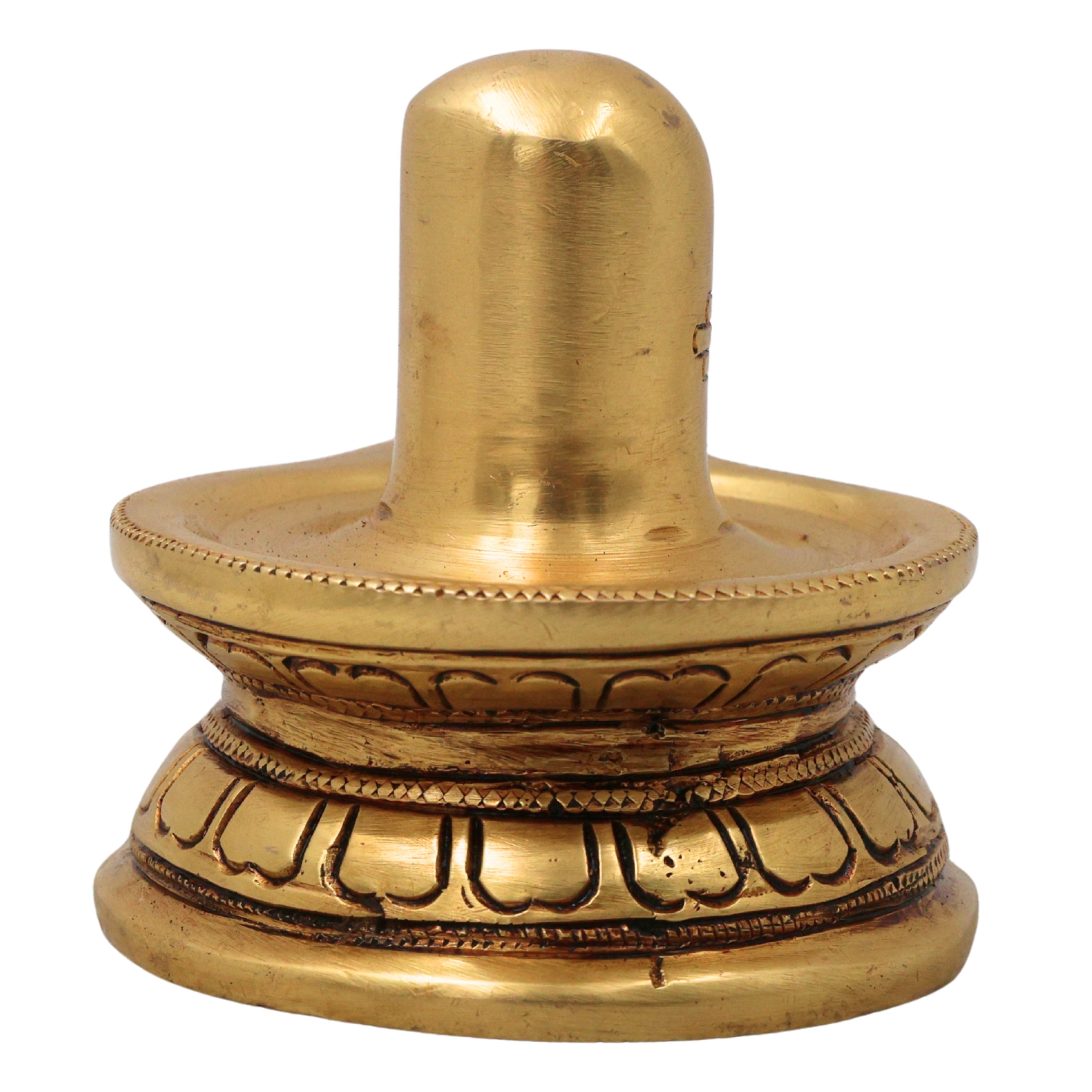 Brass Shiva Lingam Shivling Mahadev Shivalinga Jyotirlinga Peetal Pital Pittal Lingam Murti for Pooja Mandir Home Decor Gift, Gold, 3 Inch, 1 Piece