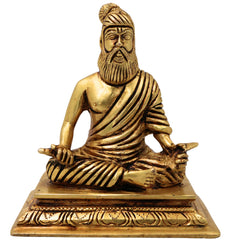 Brass Thiruvalluvar Idol Tiruvalluvar Valluvar Tamil Poet Tirukkural Author Statue Murti Vigraha for Home Decor Puja Gift Sculpture, Gold, 4.5 Inch, 1 Piece