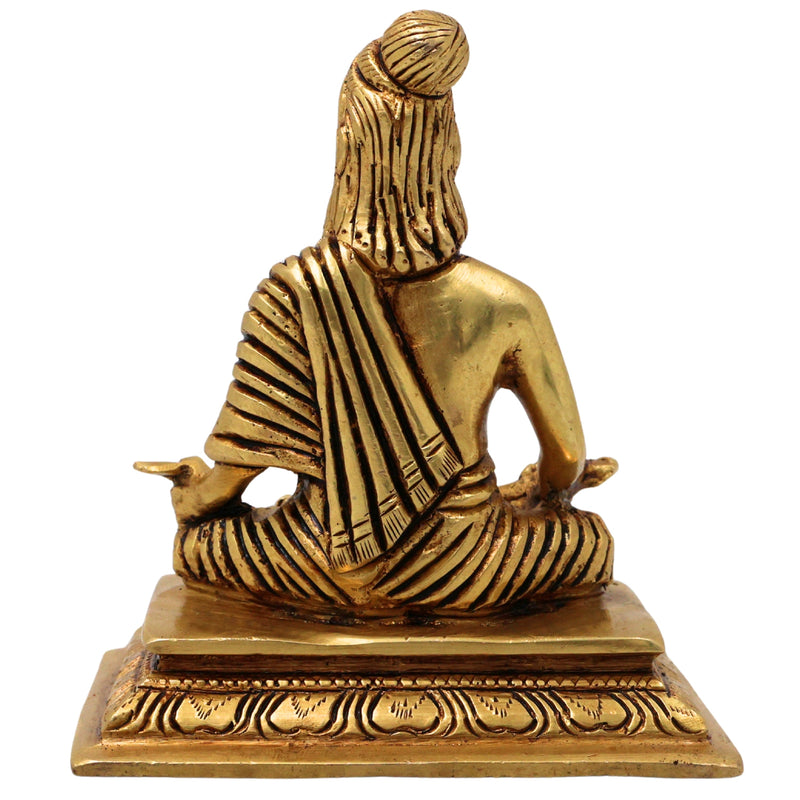 Brass Thiruvalluvar Idol Tiruvalluvar Valluvar Tamil Poet Tirukkural Author Statue Murti Vigraha for Home Decor Puja Gift Sculpture, Gold, 4.5 Inch, 1 Piece