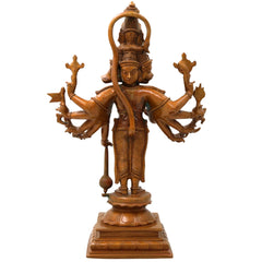 Bronze Panchamukhi Hanuman Idol Five Faced Anjaneya Statue for Puja Decor, Brown, 15 Inch, 1 Piece