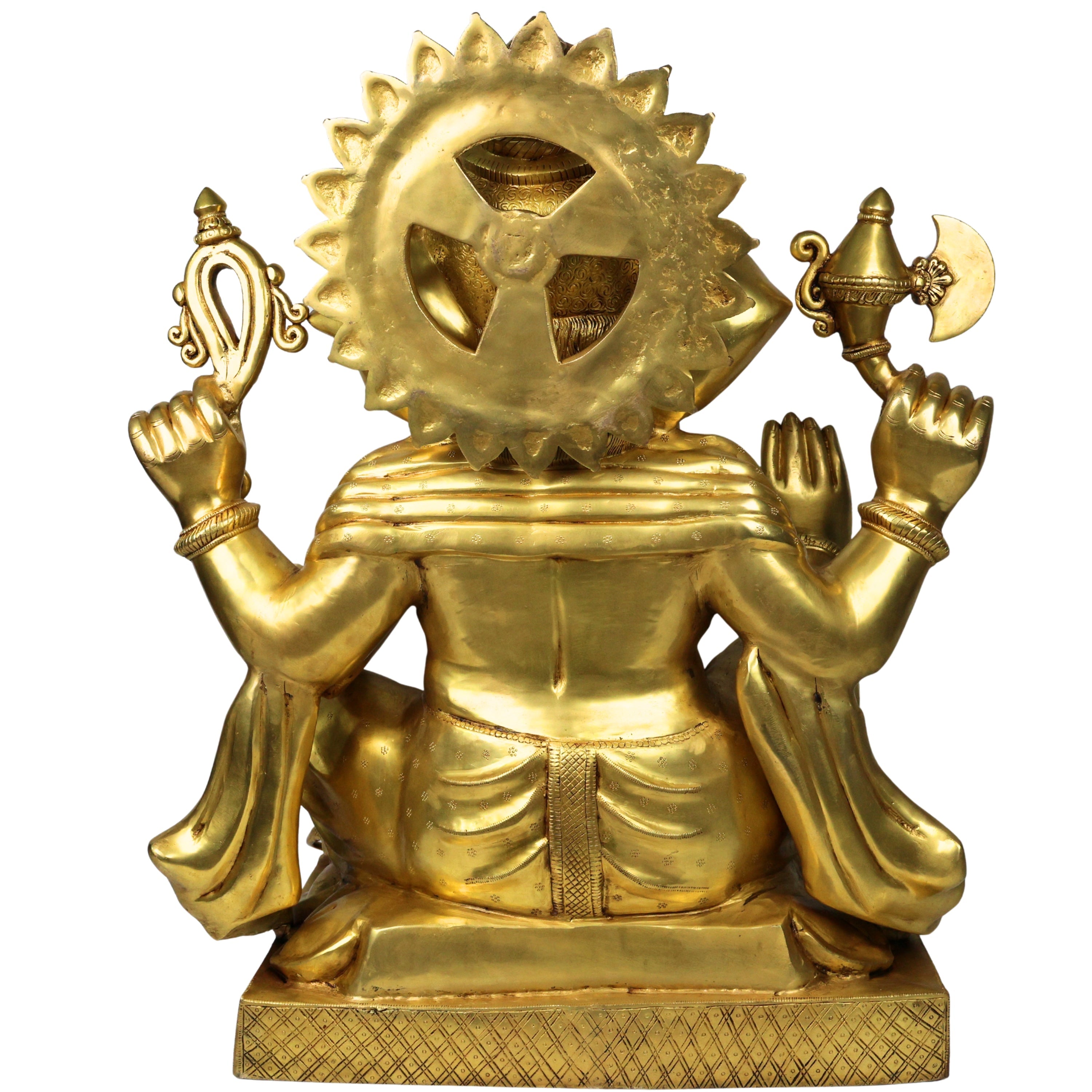 Brass Ganesha Idol Ganapati Vinayaka Vigneshwara Murti Large Temple Decor Statue, Gold, 30.5 Inch, 1 Piece