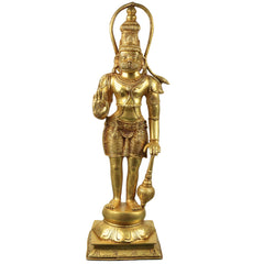 Brass Hanuman Murti Bajrangbali Sankatmochan Anjaneya Maruti Ram Bhakt Idol Statue for Pooja Decor 70 cm, Gold, 27.5 Inch, 1 Piece