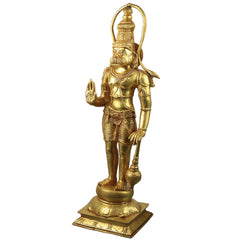 Brass Hanuman Murti Bajrangbali Sankatmochan Anjaneya Maruti Ram Bhakt Idol Statue for Pooja Decor 70 cm, Gold, 27.5 Inch, 1 Piece