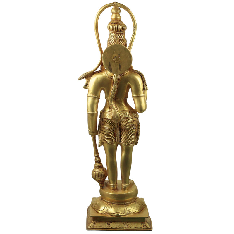 Brass Hanuman Murti Bajrangbali Sankatmochan Anjaneya Maruti Ram Bhakt Idol Statue for Pooja Decor 70 cm, Gold, 27.5 Inch, 1 Piece