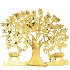 Brass Kalpavriksha Tree of Life Wall Hanging Idol Peetal Pital Pittal Murti Vastu Feng Shui Home Decor Sculpture 47cm, Gold, 16 Inch, 1 Piece