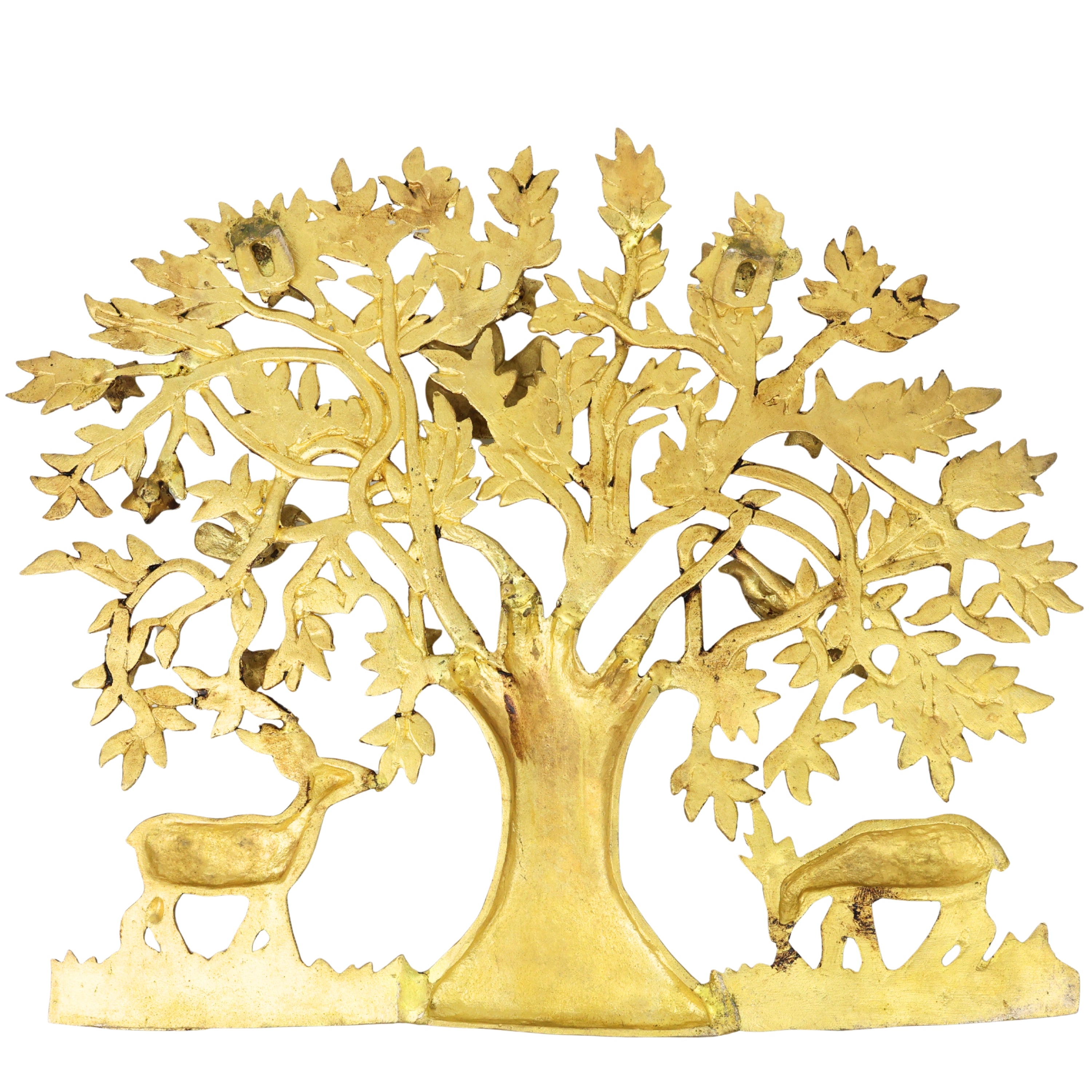 Brass Kalpavriksha Tree of Life Wall Hanging Idol Peetal Pital Pittal Murti Vastu Feng Shui Home Decor Sculpture 47cm, Gold, 16 Inch, 1 Piece