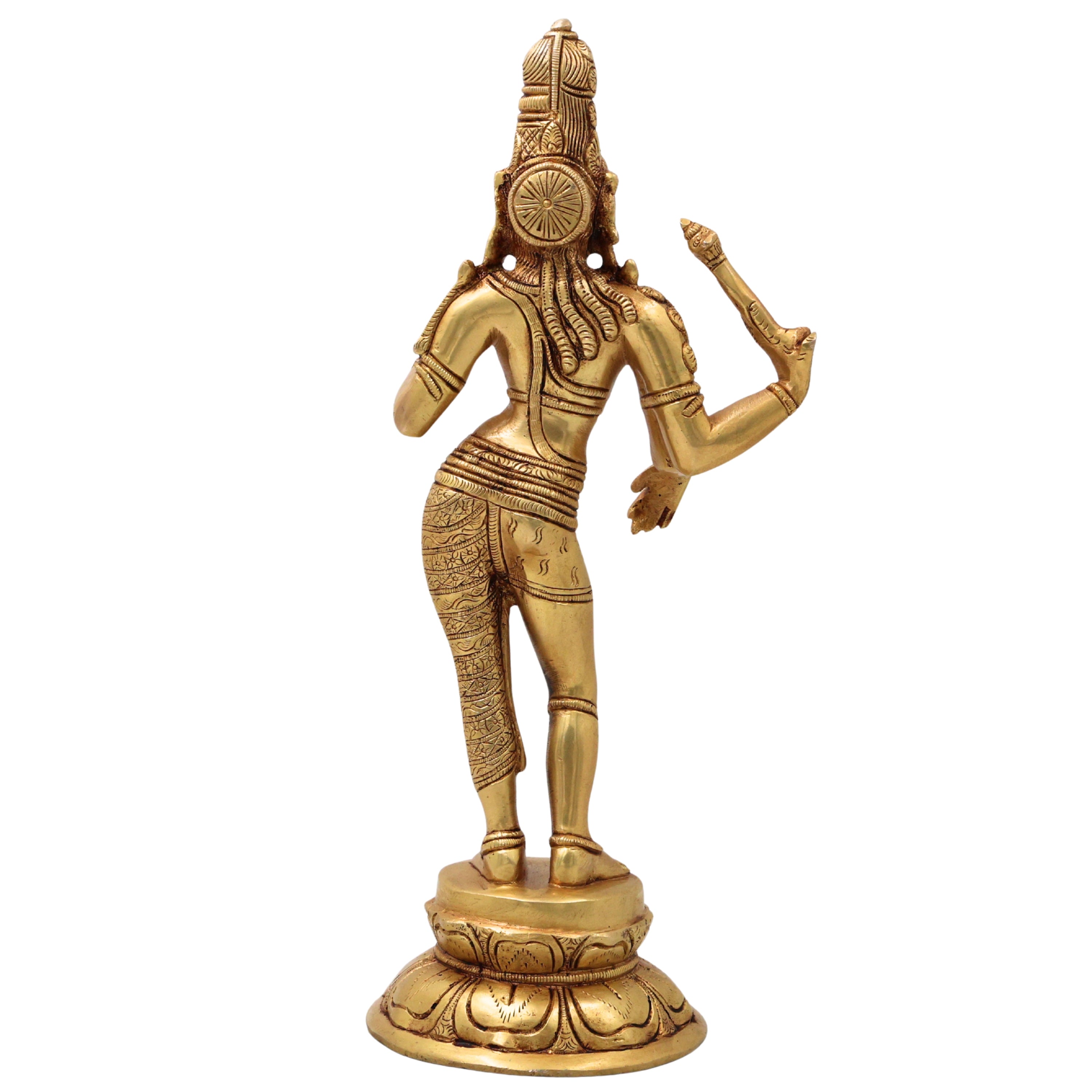Brass Ardhanarishwara Idol Shiva Shakti Murti Half Male Female Statue Pooja Decor 34cm, Gold, 13.5 Inch, 1 Piece