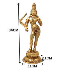 Brass Ardhanarishwara Idol Shiva Shakti Murti Half Male Female Statue Pooja Decor 34cm, Gold, 13.5 Inch, 1 Piece