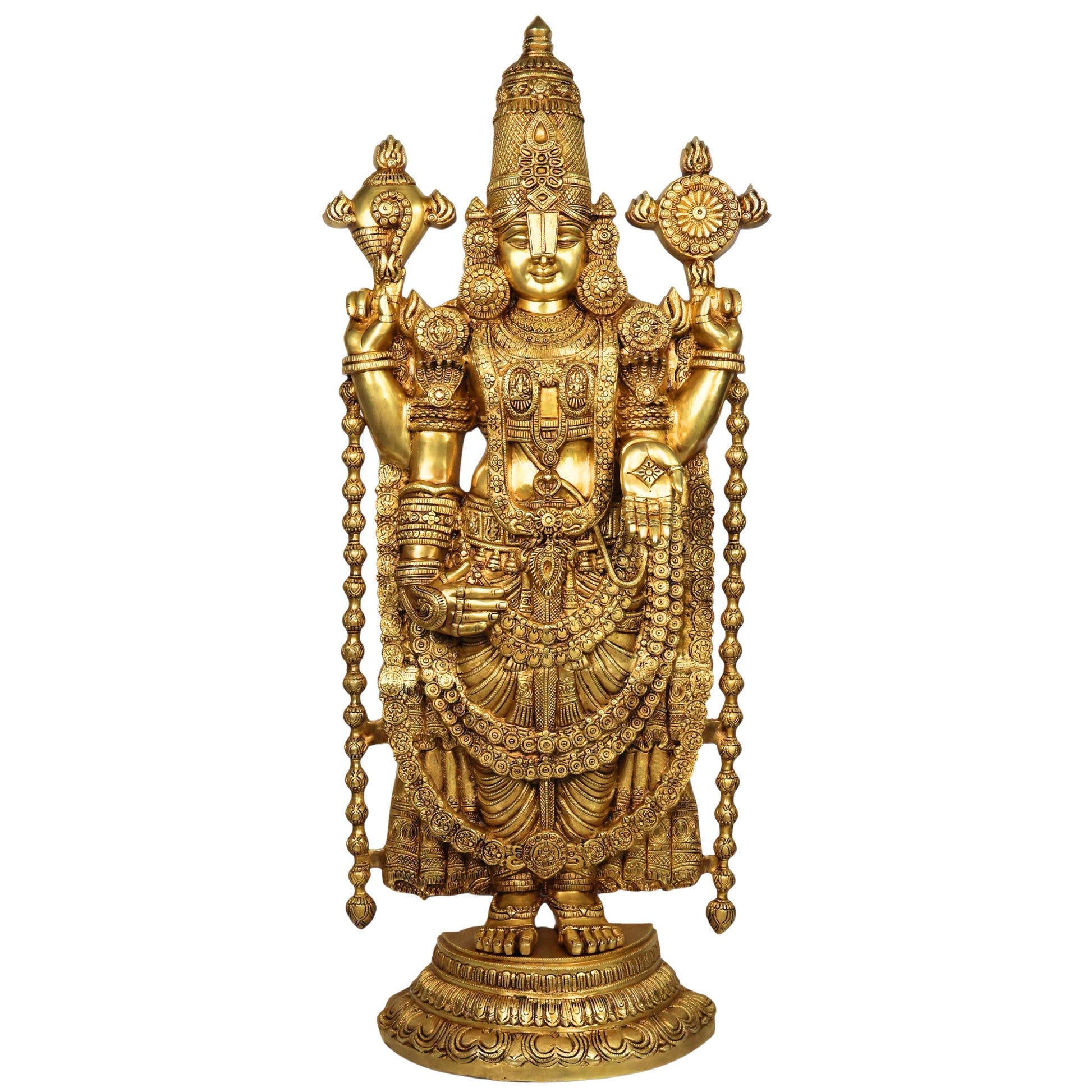 Brass Venkateswara Balaji Srinivasa Govinda Tirupati Perumal Idol Statue for Temple Home Decor Pooja 120cm, Gold, 47 Inch, 4ft,  1 Piece