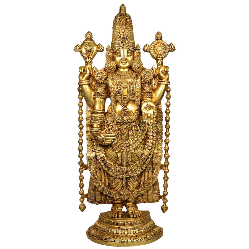Brass Venkateswara Balaji Srinivasa Govinda Tirupati Perumal Idol Statue for Temple Home Decor Pooja 120cm, Gold, 47 Inch, 4ft,  1 Piece