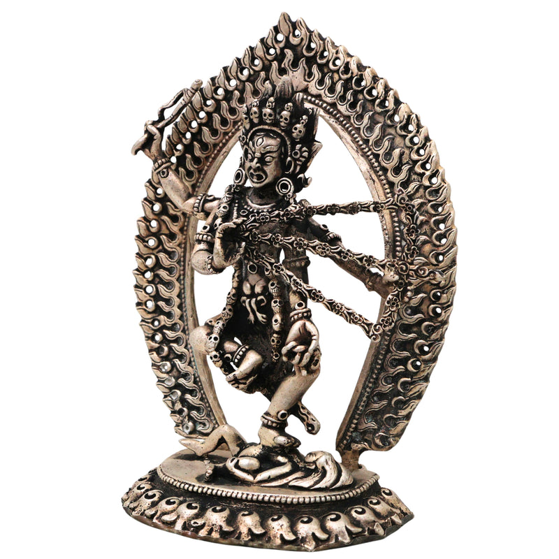 Brass With Silver Coated Handcrafted Kurukulla Devi Idol, Kurukulla Kali Red Tara Vajrayogini Mahavidya Tantric Goddess Murti for Pooja, Spiritual Sadhana, Home Decor & Sacred Gift Statue, Silver, 5.5 Inch, 1 Piece