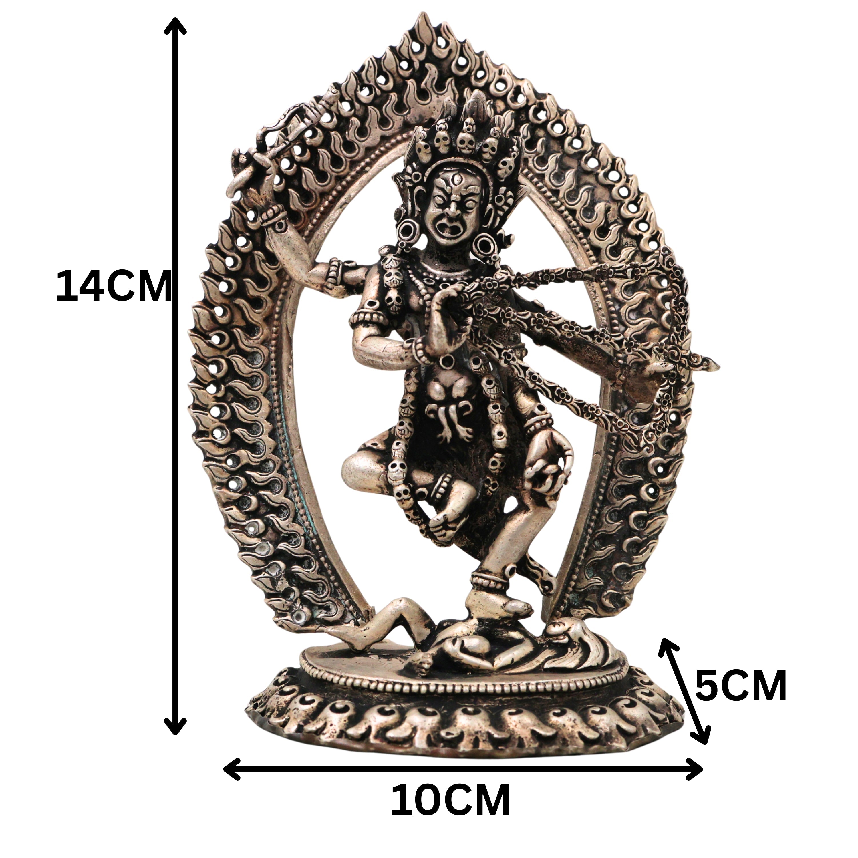 Brass With Silver Coated Handcrafted Kurukulla Devi Idol, Kurukulla Kali Red Tara Vajrayogini Mahavidya Tantric Goddess Murti for Pooja, Spiritual Sadhana, Home Decor & Sacred Gift Statue, Silver, 5.5 Inch, 1 Piece