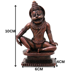 Copper Handcrafted Lakshmi Narasimha Idol, Ugra Narasimha Swamy Murti, Vishnu Avatar Narasimha Bhagwan Statue, Tamra Finish Narasimha Devaru Vigraham for Home Temple Puja & Spiritual Decor, Brown, 4 Inch, 1 Piece