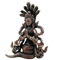 Brass Naga Kanya Idol Silver Coated Sarpa Kanya Nag Devi Murti Serpent Goddess Vigraha Snake Goddess Statue for Home Temple Pooja Decor Vastu Spiritual Gift India, Silver, 3.5 Inch, 1 Piece