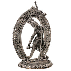 Brass Vajrayogini Idol Silver Coated, Vajra Yogini Devi Dakini Goddess Murti, Tantric Vajrayogini Shakti Statue for Home Pooja, Meditation, Spiritual Decor & Gift, Silver, 5.5 Inch, 1 Piece