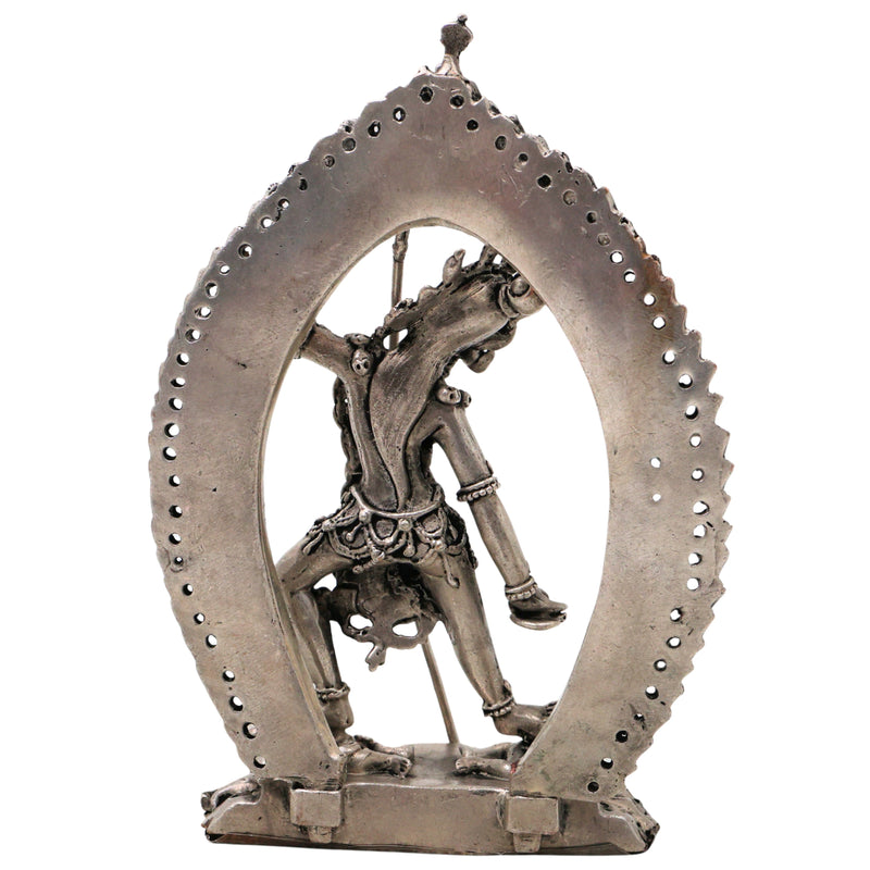 Brass Vajrayogini Idol Silver Coated, Vajra Yogini Devi Dakini Goddess Murti, Tantric Vajrayogini Shakti Statue for Home Pooja, Meditation, Spiritual Decor & Gift, Silver, 5.5 Inch, 1 Piece