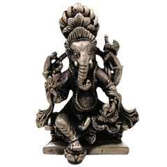 Brass With Silver Coated Handcrafted Ganesha Idol for Home Pooja & Decor, Ganpati Ganapati Vinayaka Vighnaharta Gajanan Murti, Small Spiritual Statue for Gift & Vastu Home Temple Decor, Silver, 2.5 Inch, 1 Piece