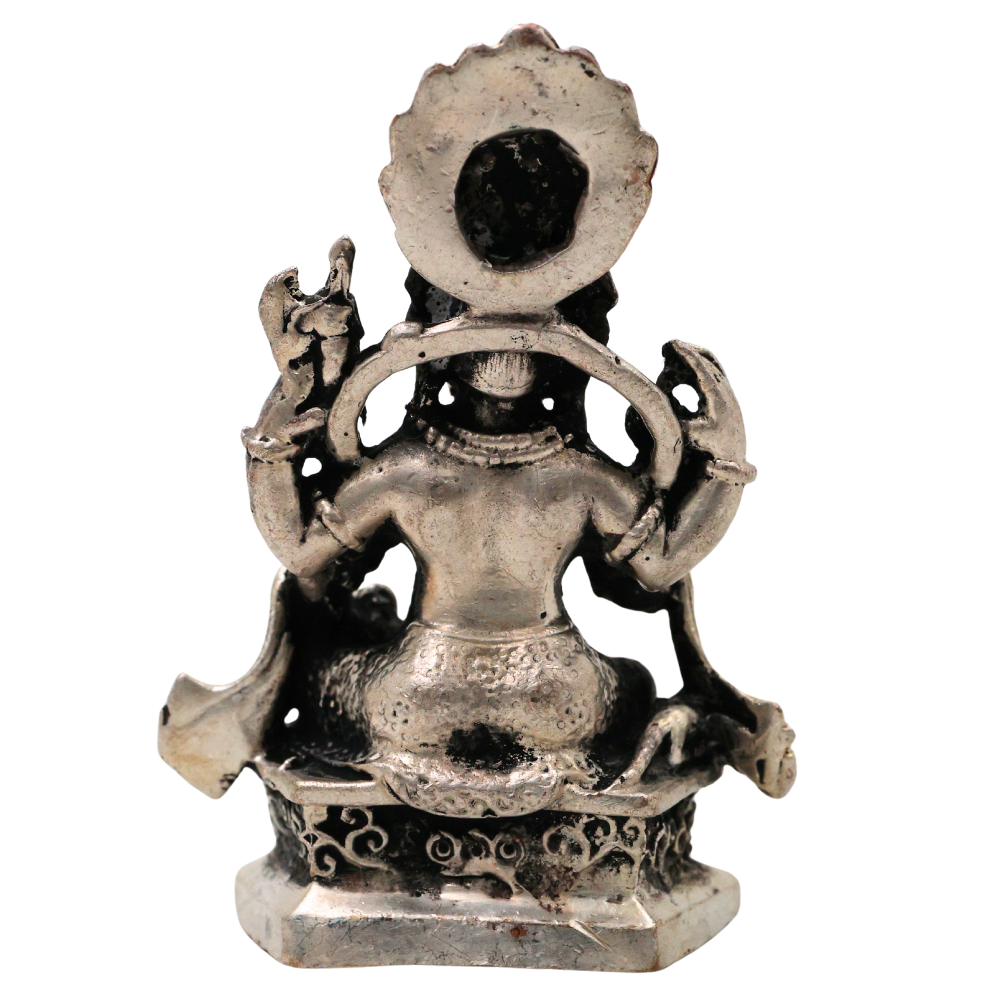 Brass With Silver Coated Handcrafted Ganesha Idol for Home Pooja & Decor, Ganpati Ganapati Vinayaka Vighnaharta Gajanan Murti, Small Spiritual Statue for Gift & Vastu Home Temple Decor, Silver, 2.5 Inch, 1 Piece