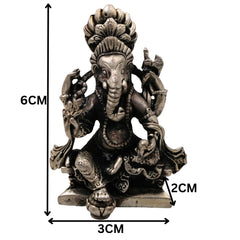 Brass With Silver Coated Handcrafted Ganesha Idol for Home Pooja & Decor, Ganpati Ganapati Vinayaka Vighnaharta Gajanan Murti, Small Spiritual Statue for Gift & Vastu Home Temple Decor, Silver, 2.5 Inch, 1 Piece