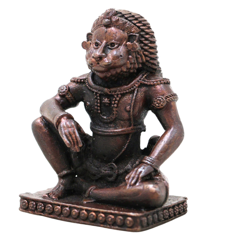 Copper Narasimha Swamy Idol, Ugra Narasimha Bhagwan Murti, Narasimhar Narasimhudu Narasingha Tamra Vigraham, Hindu Vishnu Avatar Statue for Puja Home Decor & Spiritual Protection, Brown, 2 Inch, 1 Piece