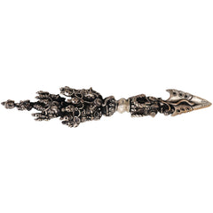 Brass With Silver Coated Handcrafted Phurba Idol Vajrakilaya Kila, Tibetan Ritual Dagger Vajra Kila Statue, Buddhist Tantric Dorje Phurba for Puja, Meditation, Energy Protection & Spiritual Decor, Silver, 6.5 Inch, 1 Piece