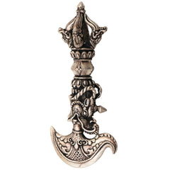 Brass With Silver Coated Handcrafted Dorje Vajra Idol, Tibetan Vajrayudha Indra Vajra Thunderbolt Symbol Statue, Peetal Pittal Dorji Dorjee Bajra Spiritual Puja Meditation Decor, Silver, 4 Inch, 1 Piece