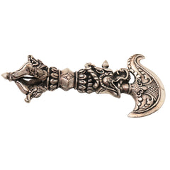 Brass With Silver Coated Handcrafted Dorje Vajra Idol, Tibetan Vajrayudha Indra Vajra Thunderbolt Symbol Statue, Peetal Pittal Dorji Dorjee Bajra Spiritual Puja Meditation Decor, Silver, 4 Inch, 1 Piece