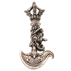 Brass With Silver Coated Handcrafted Dorje Vajra Idol, Tibetan Vajrayudha Indra Vajra Thunderbolt Symbol Statue, Peetal Pittal Dorji Dorjee Bajra Spiritual Puja Meditation Decor, Silver, 4 Inch, 1 Piece