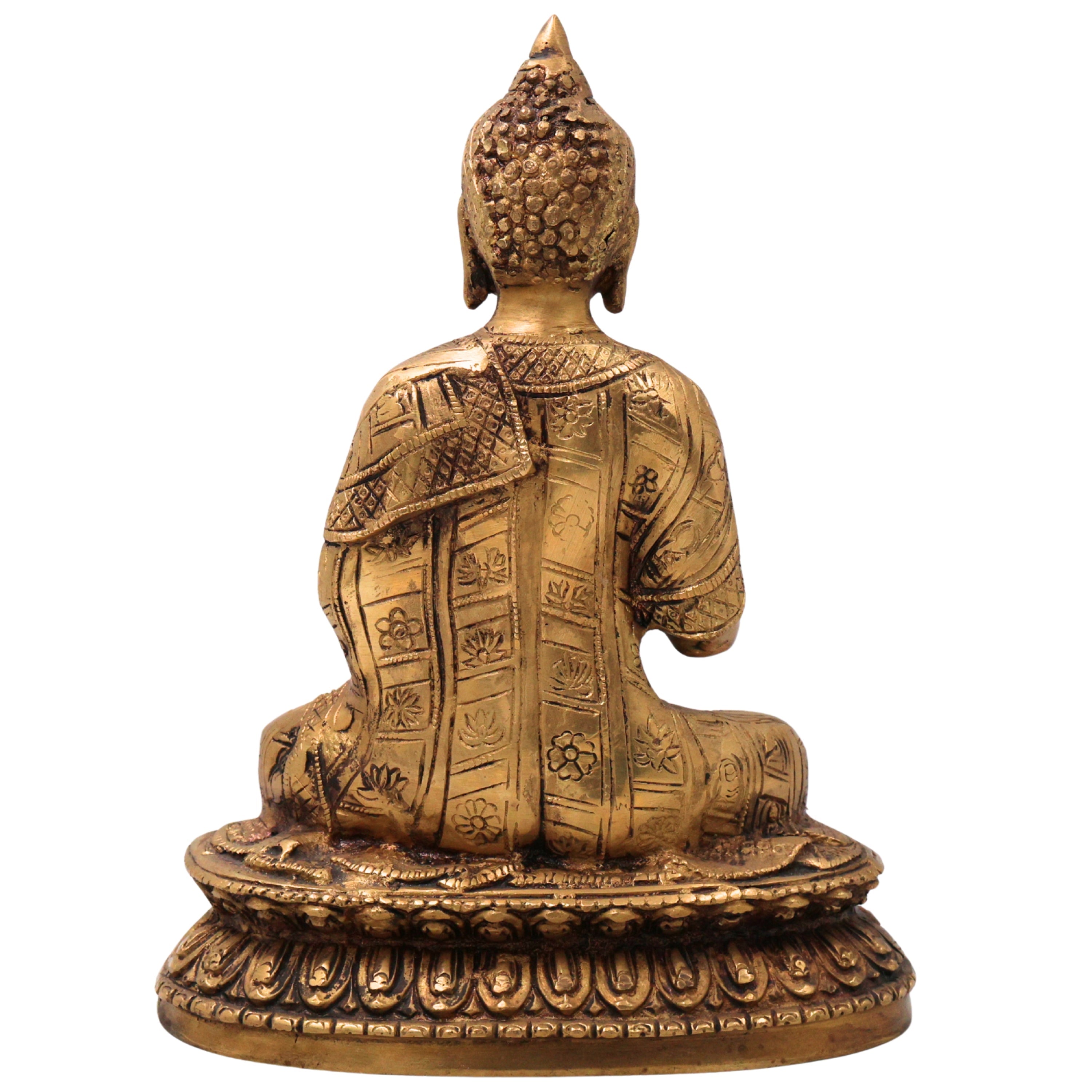Brass Handcrafted Buddha Idol, Gautama Buddha Shakyamuni Siddhartha Gautama Dhyana Meditating Buddha Murti Statue for Home Decor, Pooja, Meditation, Vastu & Spiritual Gift, Gold, 10.5 Inch, 1 Piece