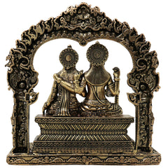 Brass Lakshmi Narayana Idol Handcrafted Traditional Chola Murti for Pooja Home Decor & Spiritual Gifting, Gold, 4.5 Inch, 1 Piece
