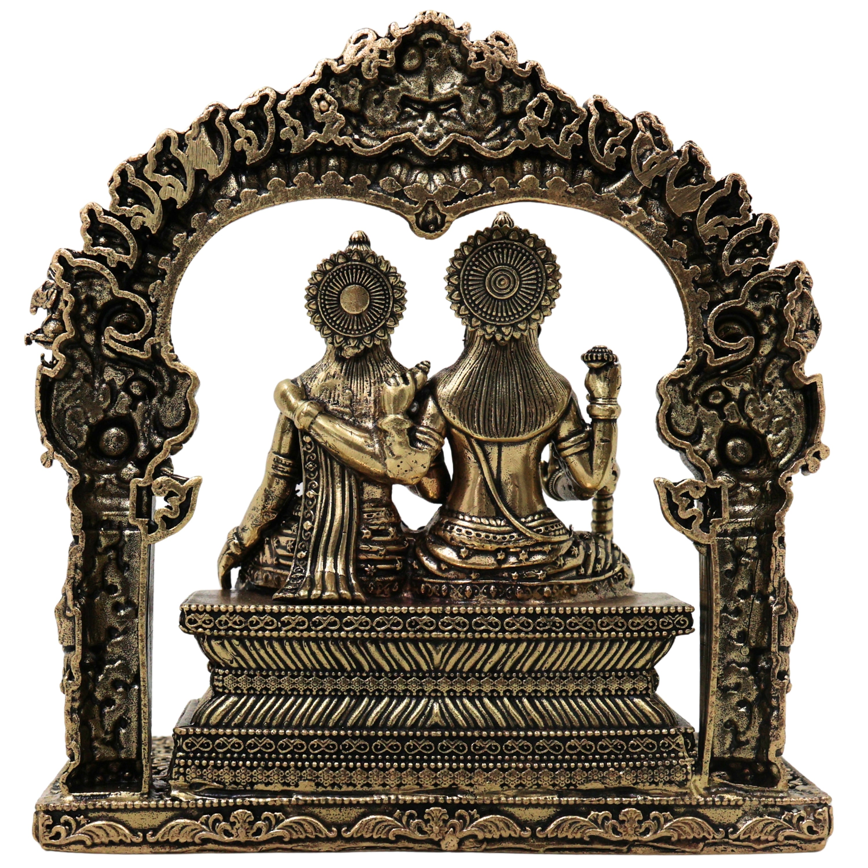 Brass Lakshmi Narayana Idol Handcrafted Traditional Chola Murti for Pooja Home Decor & Spiritual Gifting, Gold, 4.5 Inch, 1 Piece