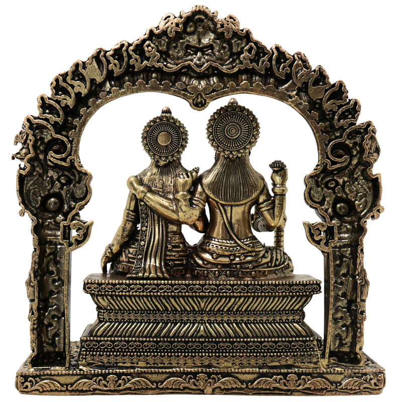 Brass Lakshmi Narayana Idol Handcrafted Traditional Chola Murti for Pooja Home Decor & Spiritual Gifting, Gold, 4.5 Inch, 1 Piece