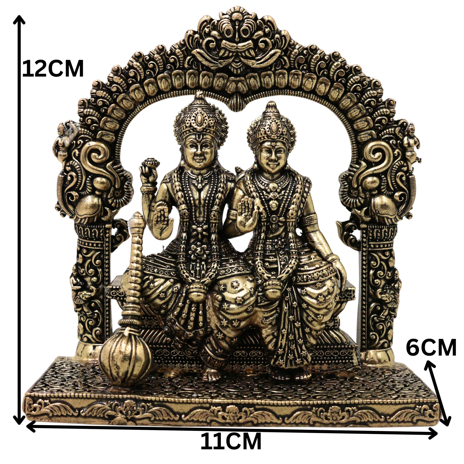 Brass Lakshmi Narayana Idol Handcrafted Traditional Chola Murti for Pooja Home Decor & Spiritual Gifting, Gold, 4.5 Inch, 1 Piece