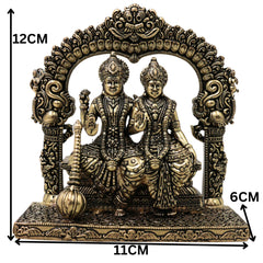 Brass Lakshmi Narayana Idol Handcrafted Traditional Chola Murti for Pooja Home Decor & Spiritual Gifting, Gold, 4.5 Inch, 1 Piece
