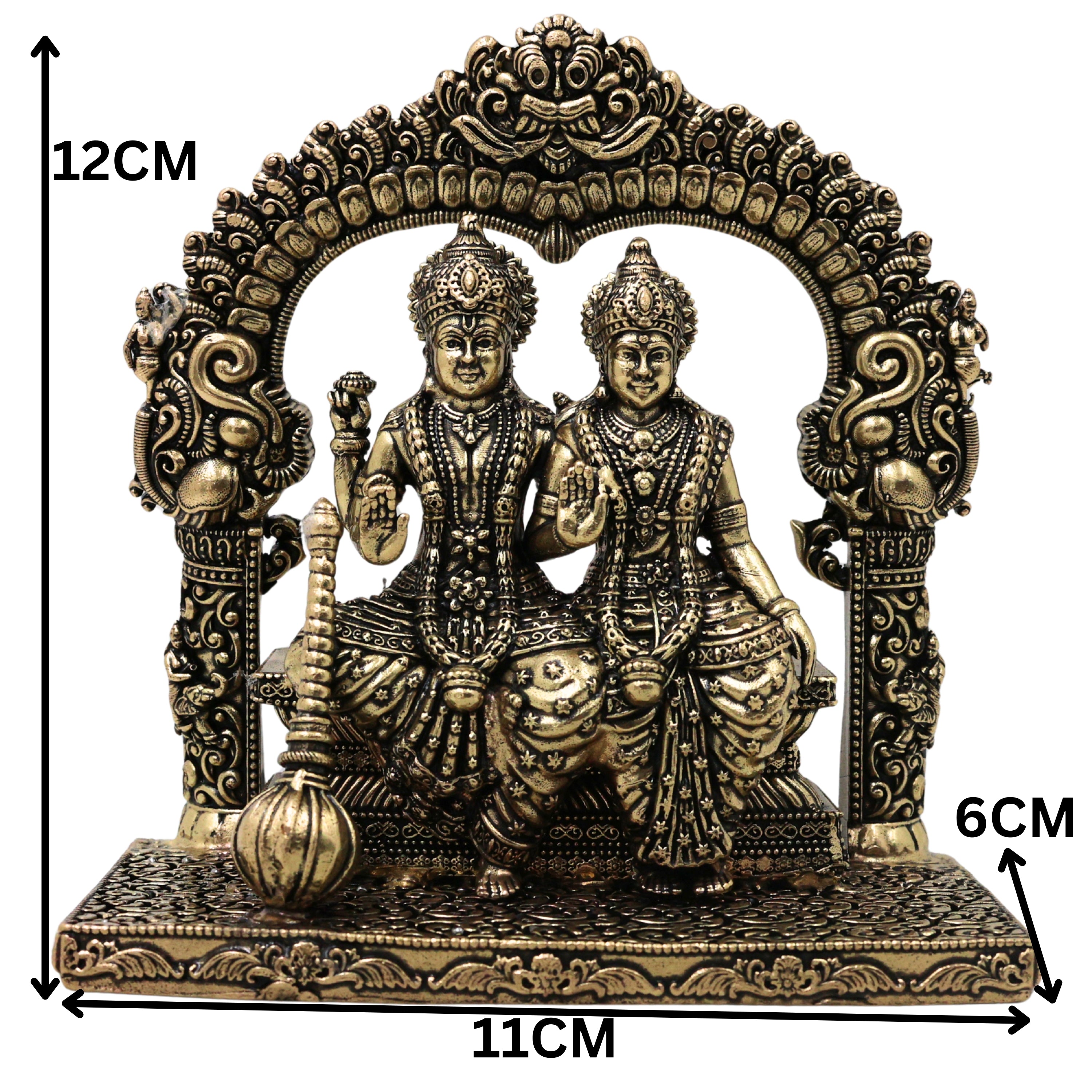 Brass Lakshmi Narayana Idol Handcrafted Traditional Chola Murti for Pooja Home Decor & Spiritual Gifting, Gold, 4.5 Inch, 1 Piece