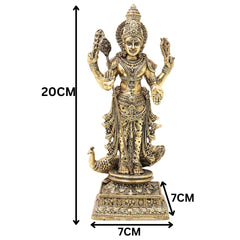 Brass Handcrafted Chola Murugan Idol with Vel,  Lord Subramanya Kartikeya Statue for Pooja Decor & Gifting, Gold, 8 Inch, 1 Piece