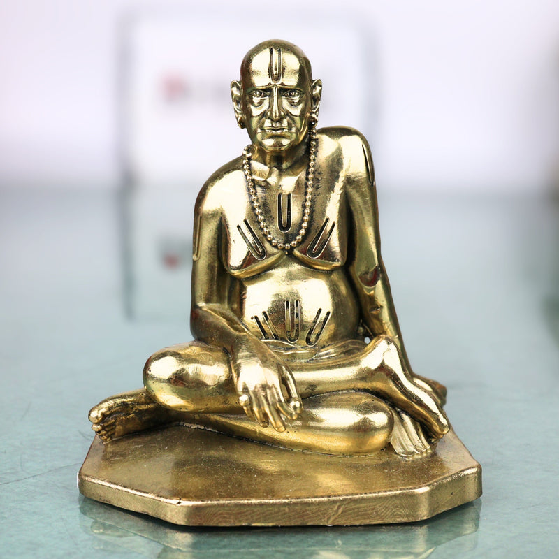 Brass Handcrafted Shri Swami Samarth Maharaj Idol for Pooja, Home Decor & Spiritual Gifting, Gold, 4 Inch, 1 Piece