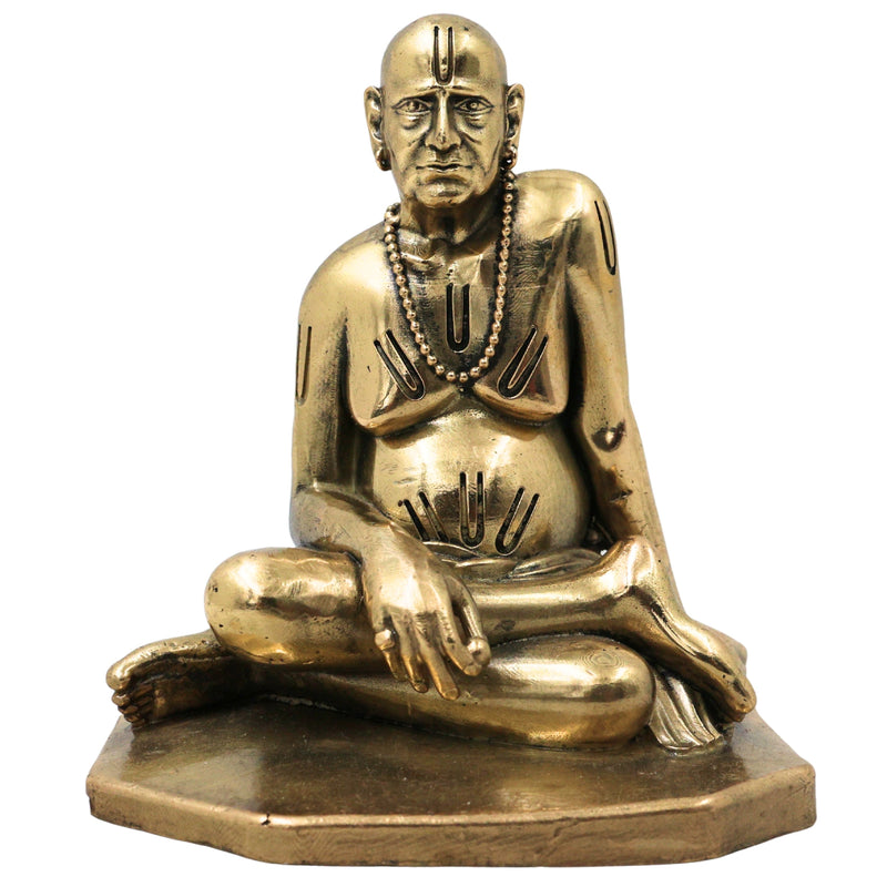 Brass Handcrafted Shri Swami Samarth Maharaj Idol for Pooja, Home Decor & Spiritual Gifting, Gold, 4 Inch, 1 Piece