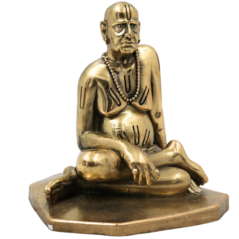Brass Handcrafted Shri Swami Samarth Maharaj Idol for Pooja, Home Decor & Spiritual Gifting, Gold, 4 Inch, 1 Piece