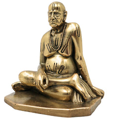 Brass Handcrafted Shri Swami Samarth Maharaj Idol for Pooja, Home Decor & Spiritual Gifting, Gold, 4 Inch, 1 Piece