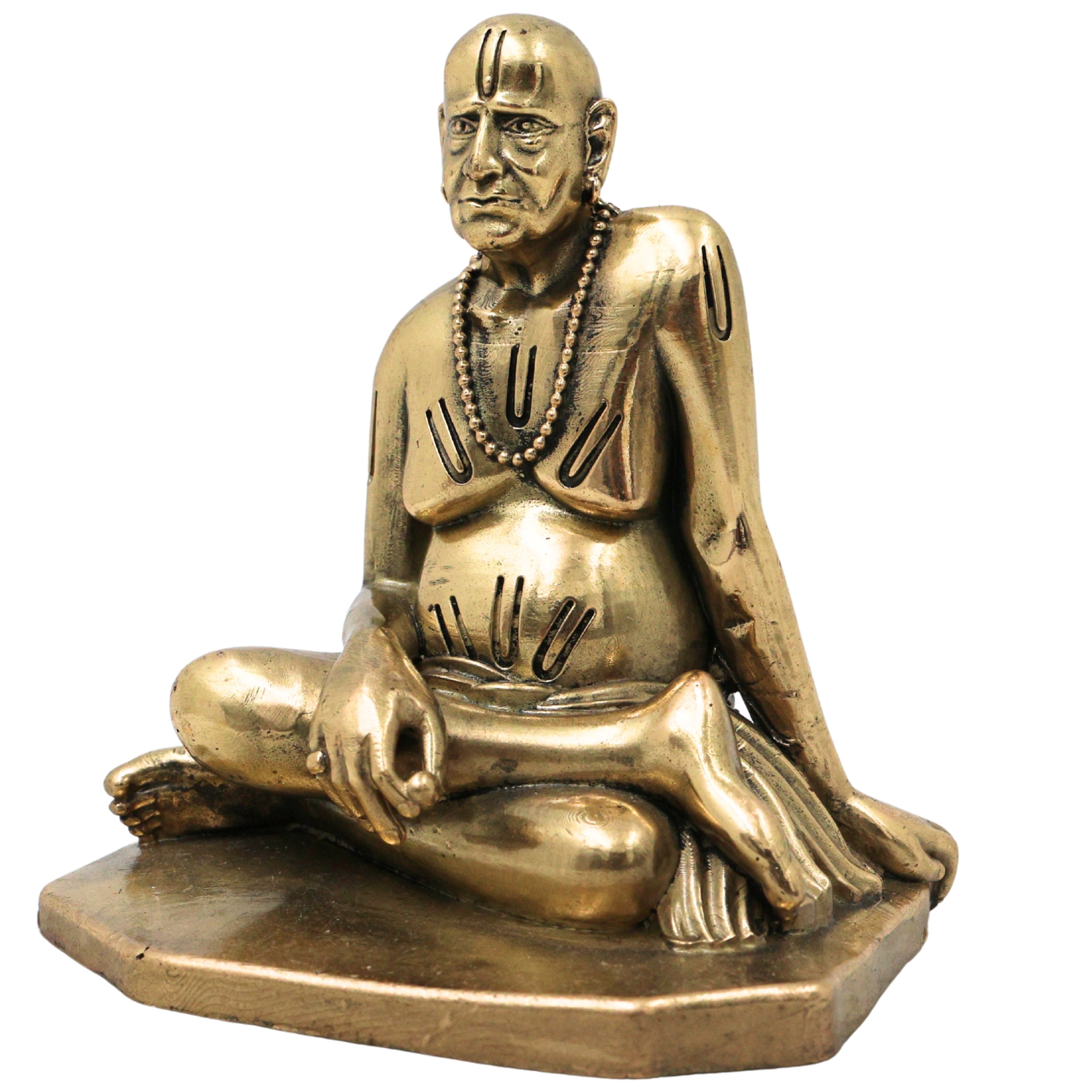 Brass Handcrafted Shri Swami Samarth Maharaj Idol for Pooja, Home Decor & Spiritual Gifting, Gold, 4 Inch, 1 Piece