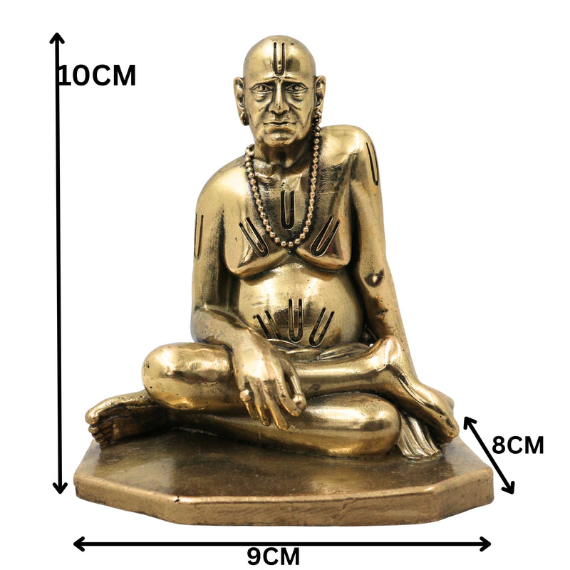Brass Handcrafted Shri Swami Samarth Maharaj Idol for Pooja, Home Decor & Spiritual Gifting, Gold, 4 Inch, 1 Piece