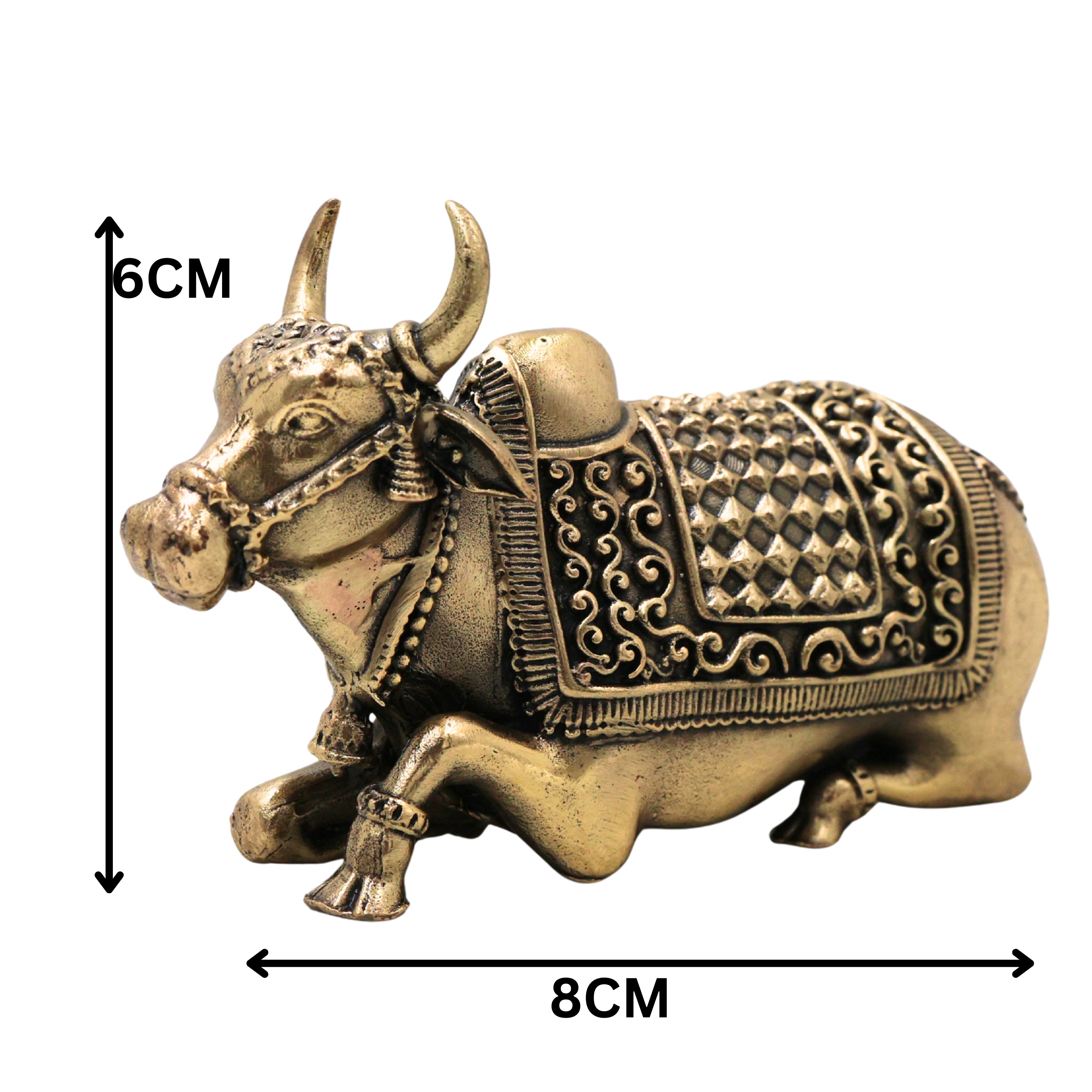 Brass Handcrafted Chola Style Nandi Idol for Shivling Pooja, Basava Home Decor & Spiritual Gifting, Gold, 2.5 Inch, 1 Piece