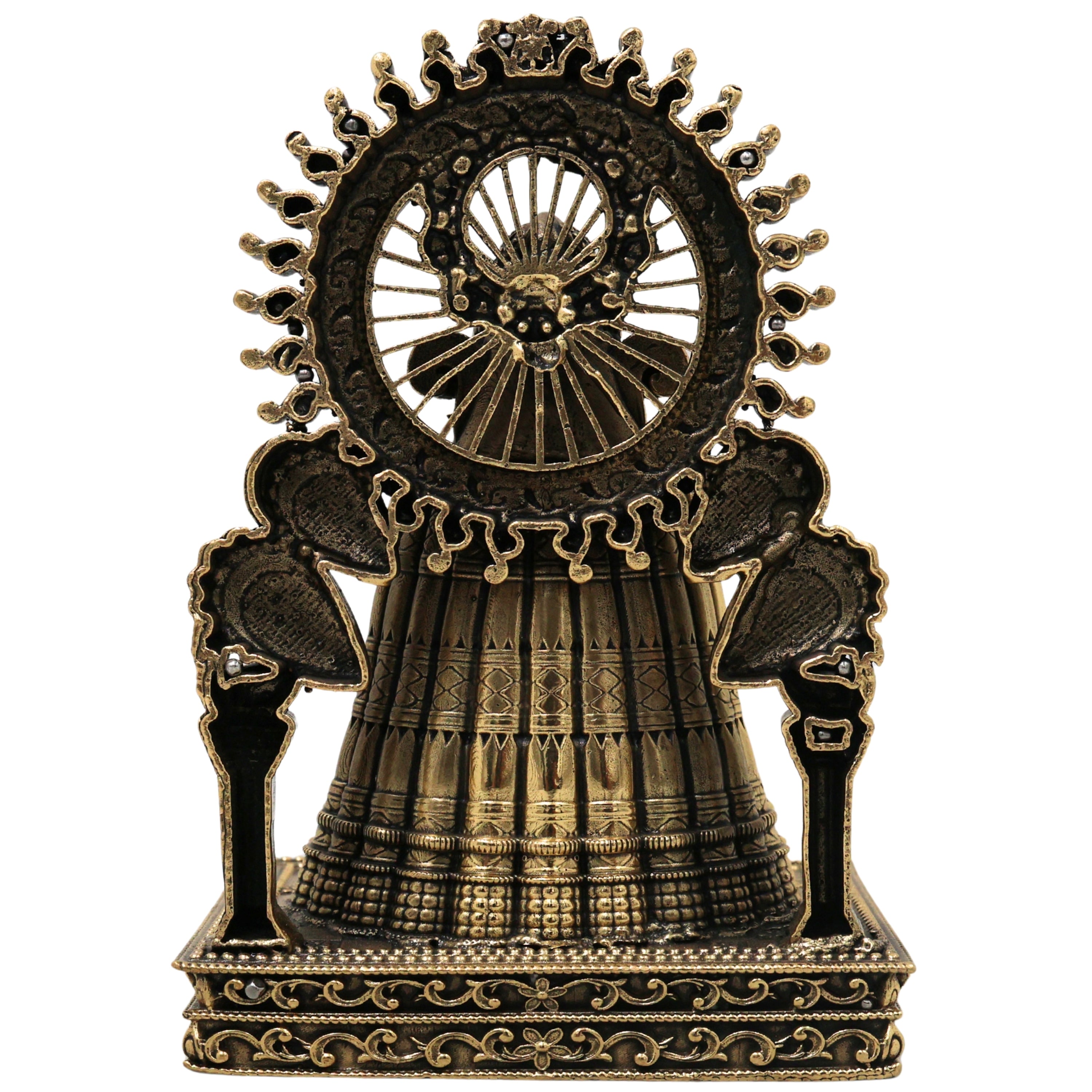 Brass Khatu Shyam Idol Handcrafted Shyam Baba Murti for Pooja Home Decor Spiritual Gifting Traditional Style, Gold, 5 Inch, 1 Piece