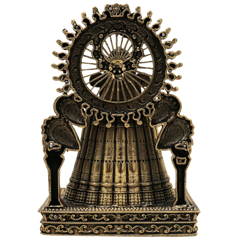 Brass Khatu Shyam Idol Handcrafted Shyam Baba Murti for Pooja Home Decor Spiritual Gifting Traditional Style, Gold, 5 Inch, 1 Piece